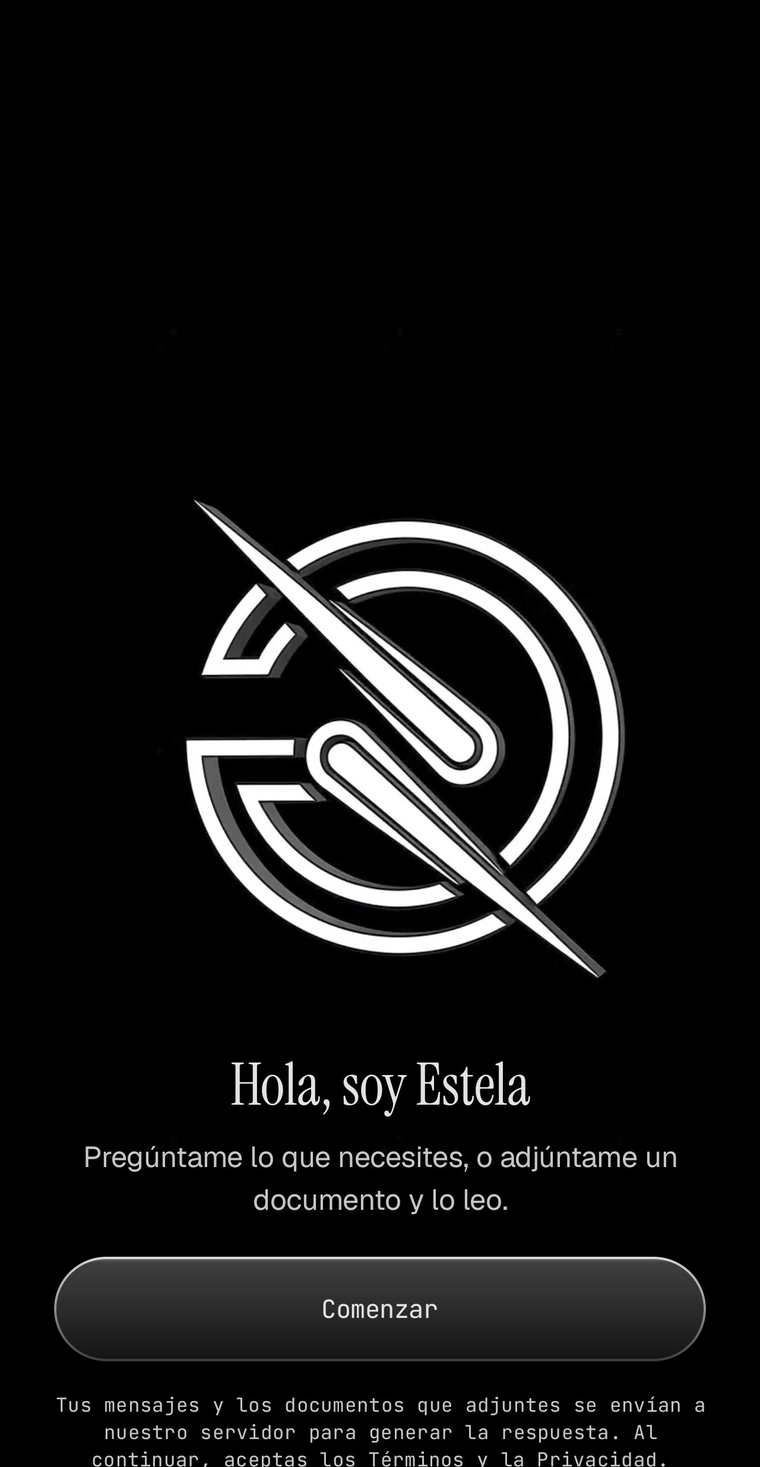 La intro de Estela: el vídeo de la marca, «Hola, soy Estela» y el botón Comenzar